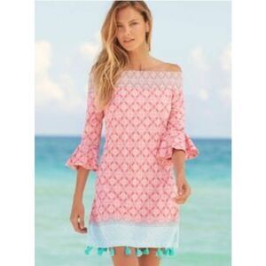 Cabana Life xs life coral tides off shoulder dress